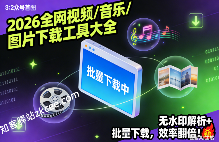 【2026全网视频/音乐/图片下载工具大全】无水印解析+批量下载，效率翻倍！🔥