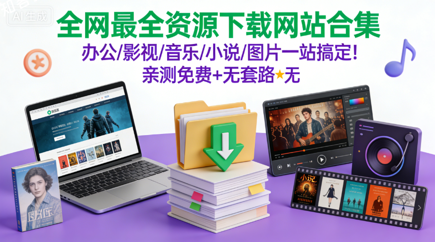【全网最全资源下载网站合集】办公/影视/音乐/小说/图片一站搞定！亲测免费+无套路✨